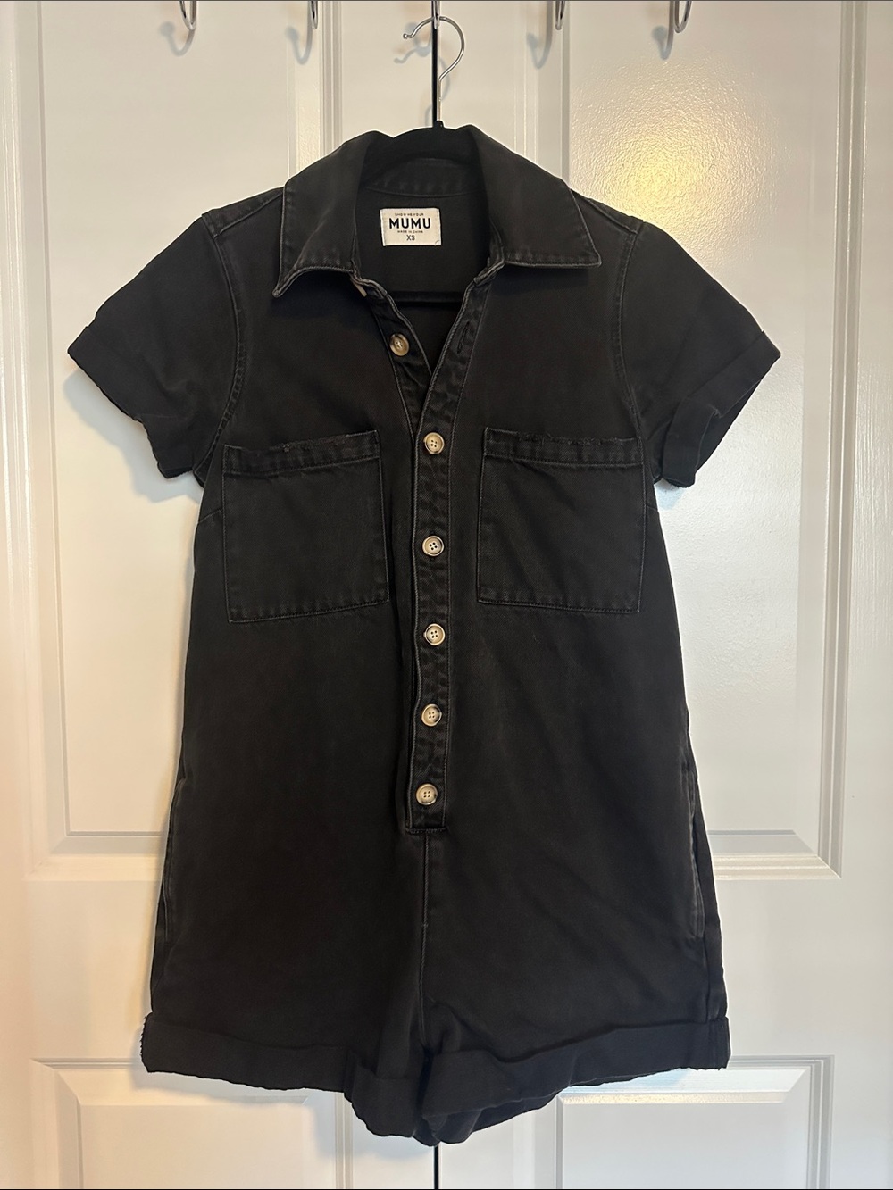 Show Me Your MuMu Black Short Sleeve Button Romper